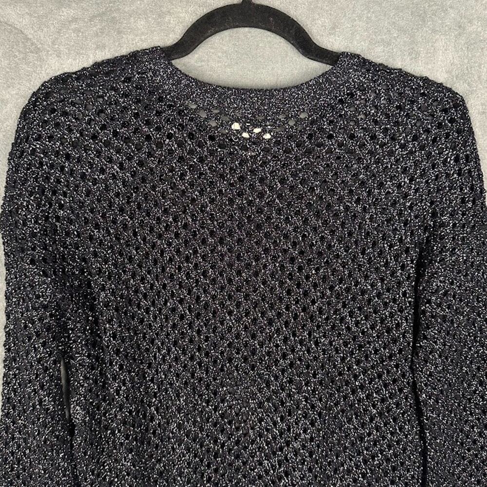 Anthropologie Pilcro Sweater Womens Extra Small Black Metallic Open Knit Party - Picture 6 of 12